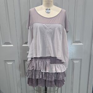 A-reve Elegant Layered Purple Women's Knit Dress Size L